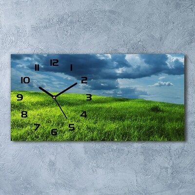 Horizontal rectangular wall clock Storm clouds