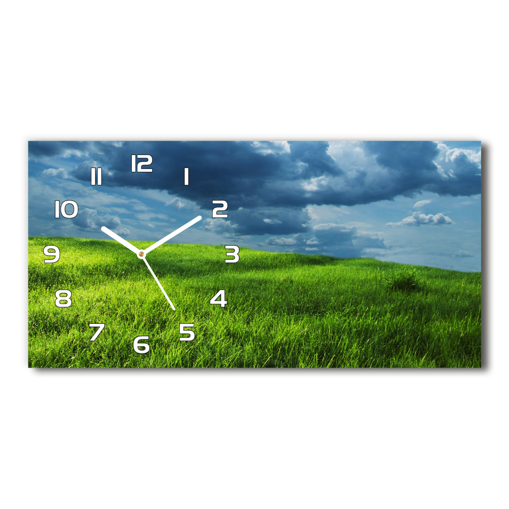 Horizontal rectangular wall clock Storm clouds