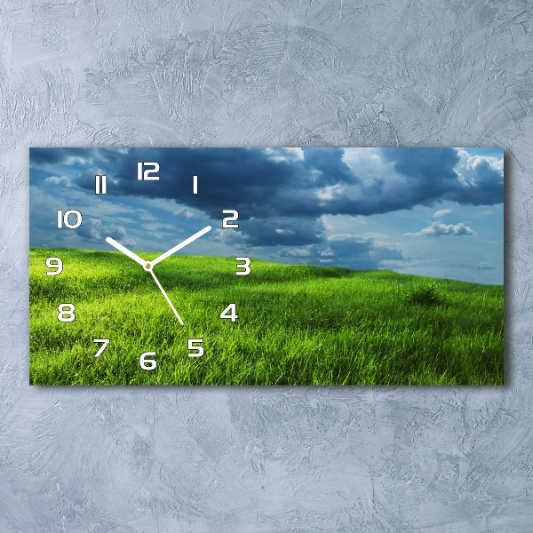 Horizontal rectangular wall clock Storm clouds