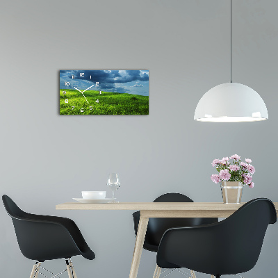 Horizontal rectangular wall clock Storm clouds