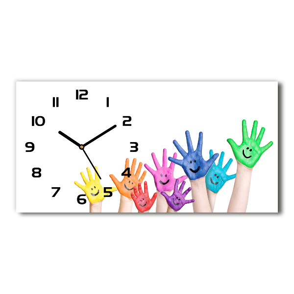 Horizontal rectangular wall clock Painted hands