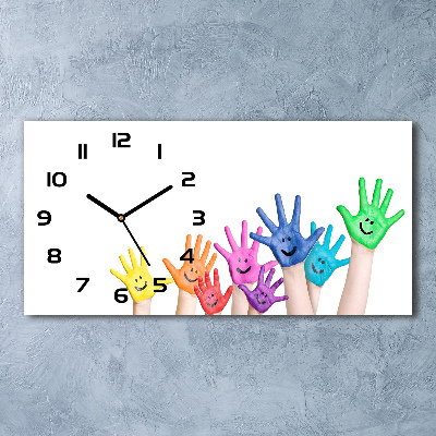 Horizontal rectangular wall clock Painted hands