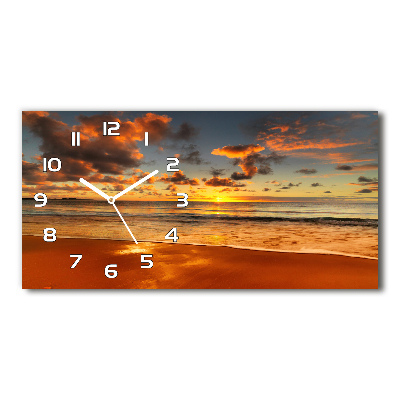 Horizontal rectangular wall clock Sunset beach