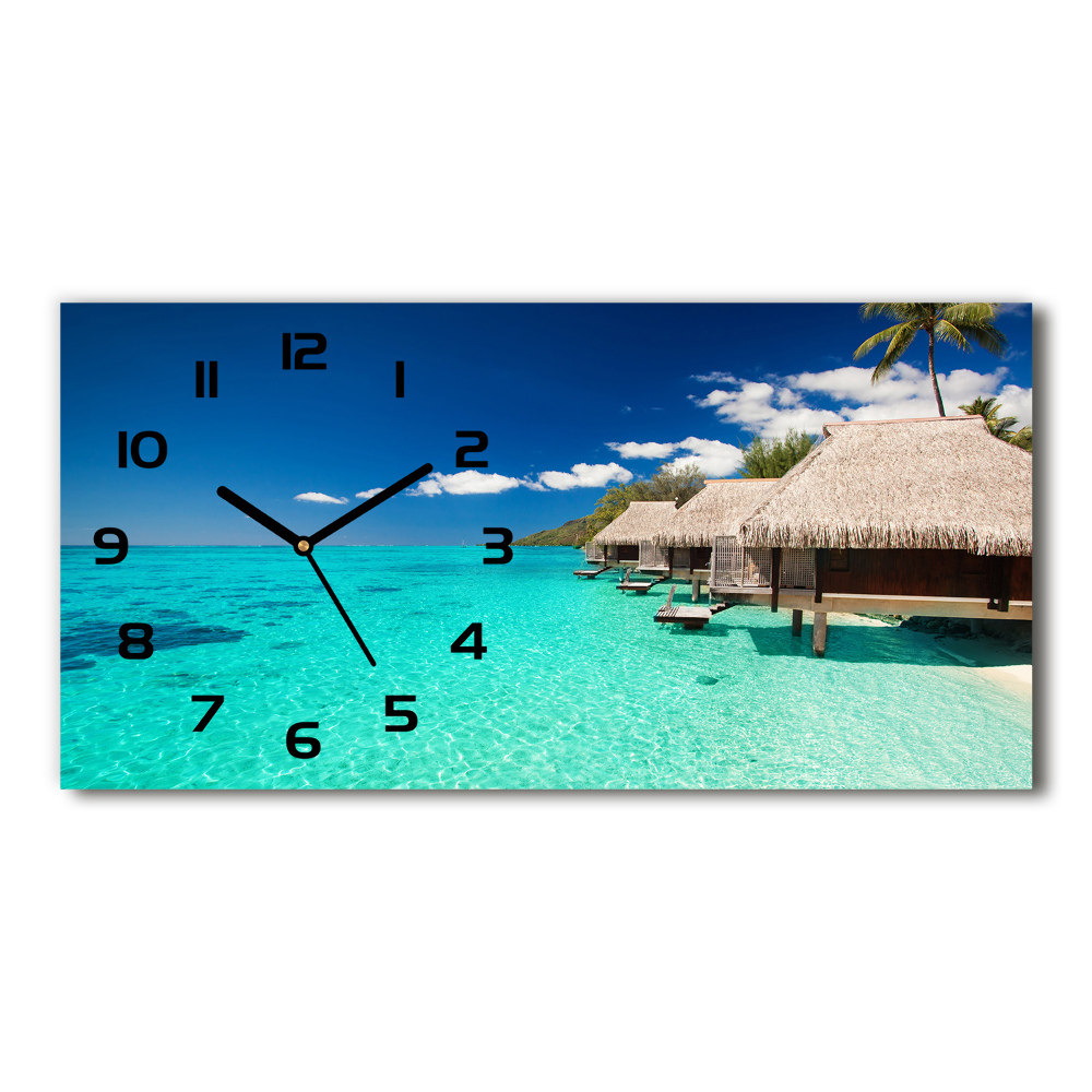 Horizontal rectangular wall clock Bungalowy by the water