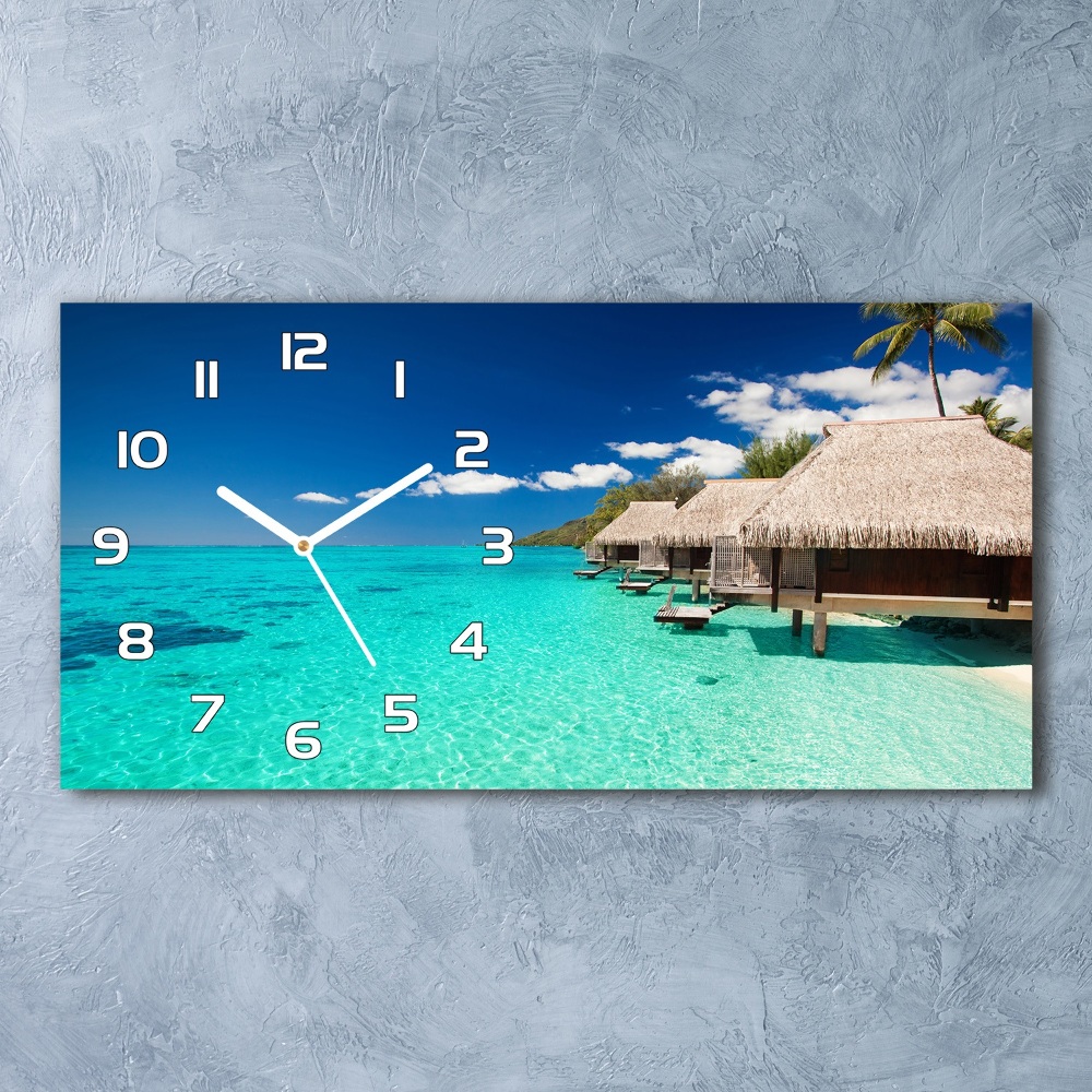 Horizontal rectangular wall clock Bungalowy by the water