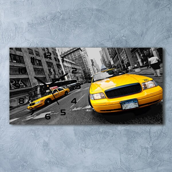 Horizontal wall clock New York taxis