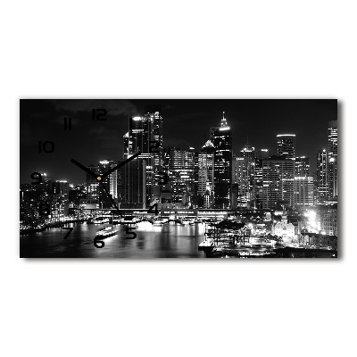 Horizontal rectangular wall clock Sydney at night