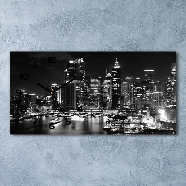 Horizontal rectangular wall clock Sydney at night