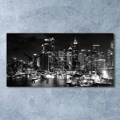 Horizontal rectangular wall clock Sydney at night