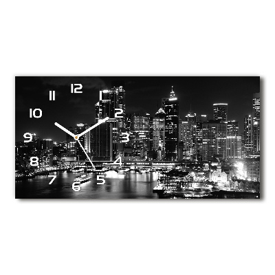 Horizontal rectangular wall clock Sydney at night