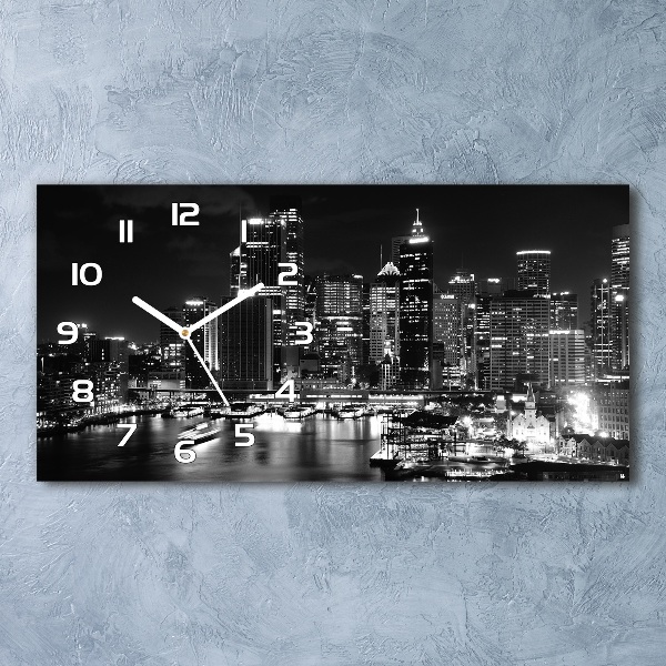 Horizontal rectangular wall clock Sydney at night