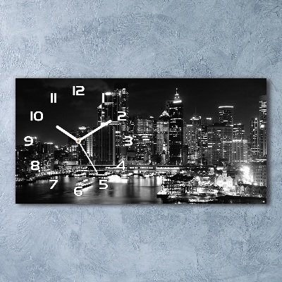 Horizontal rectangular wall clock Sydney at night