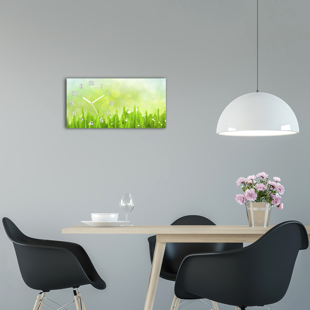 Horizontal rectangular wall clock Grass