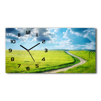 Horizontal wall clock Path in the meadow