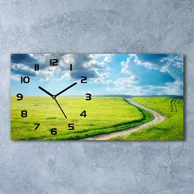 Horizontal wall clock Path in the meadow