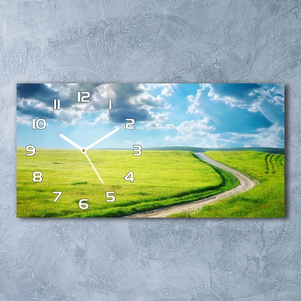 Horizontal wall clock Path in the meadow