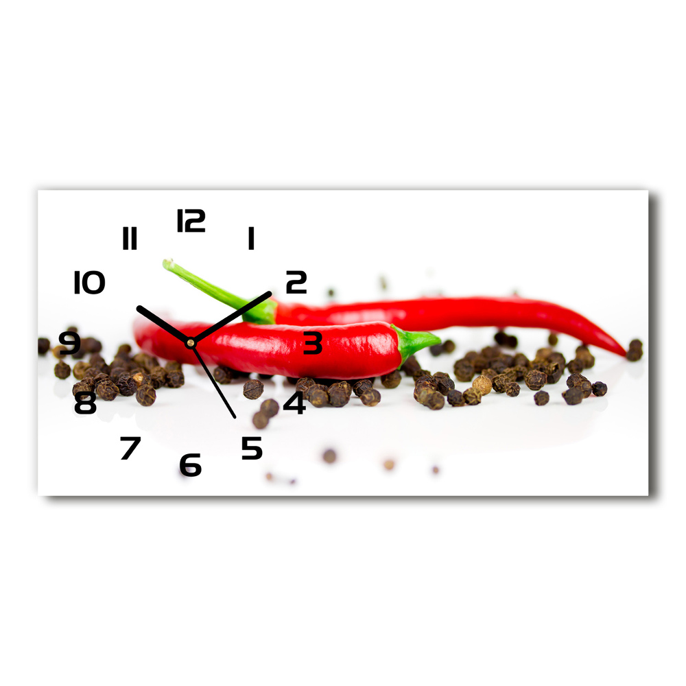 Horizontal wall clock Chilli and pepper