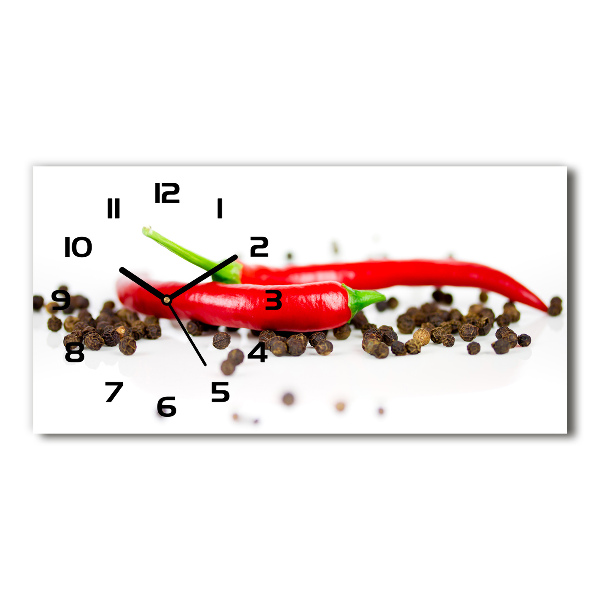 Horizontal wall clock Chilli and pepper