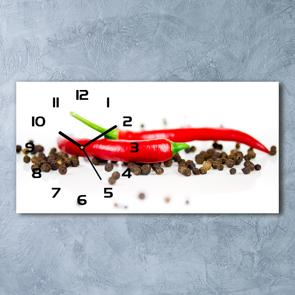 Horizontal wall clock Chilli and pepper