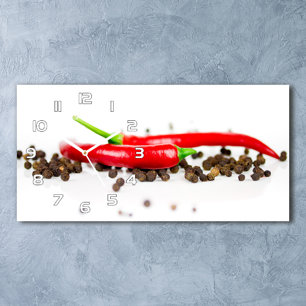 Horizontal wall clock Chilli and pepper