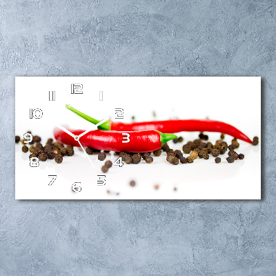 Horizontal wall clock Chilli and pepper