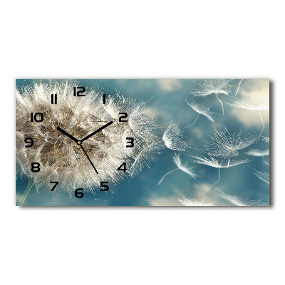 Horizontal rectangular wall clock dandelions