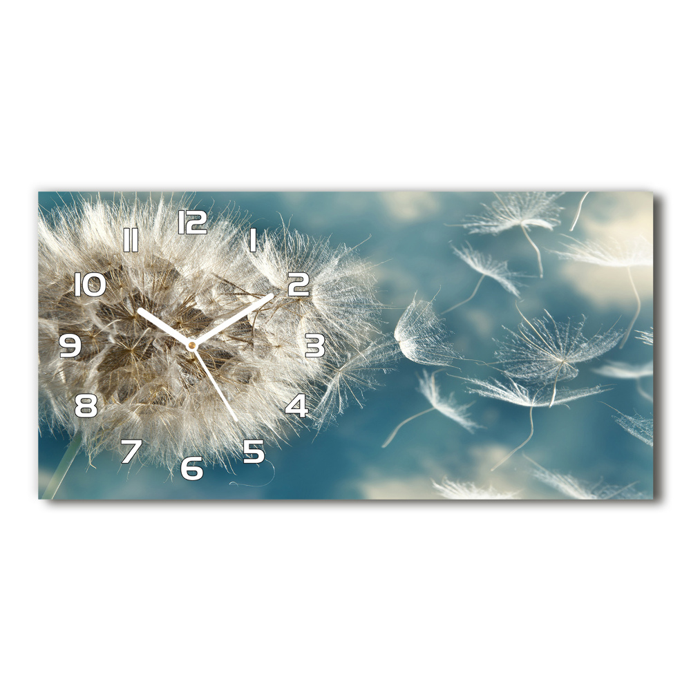 Horizontal rectangular wall clock dandelions