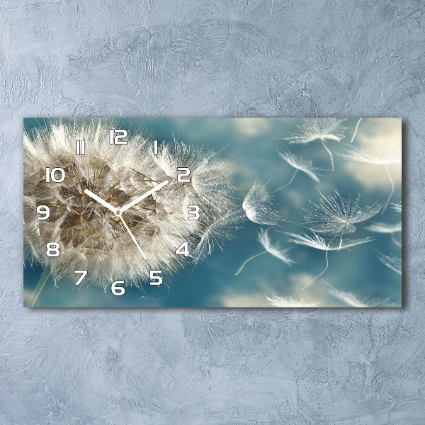 Horizontal rectangular wall clock dandelions