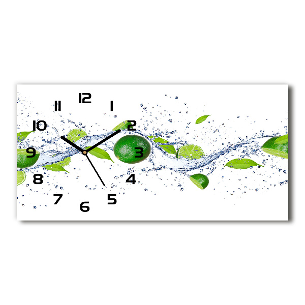 Horizontal wall clock Lime and water