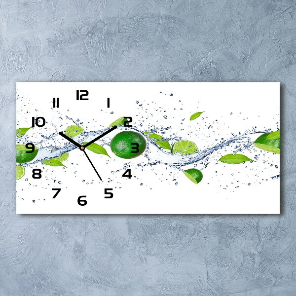 Horizontal wall clock Lime and water