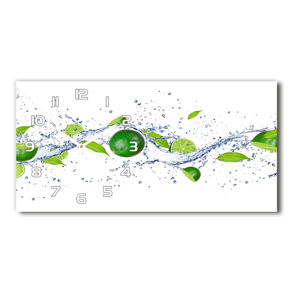 Horizontal wall clock Lime and water