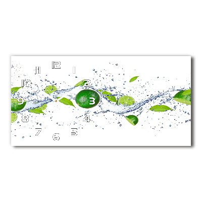 Horizontal wall clock Lime and water