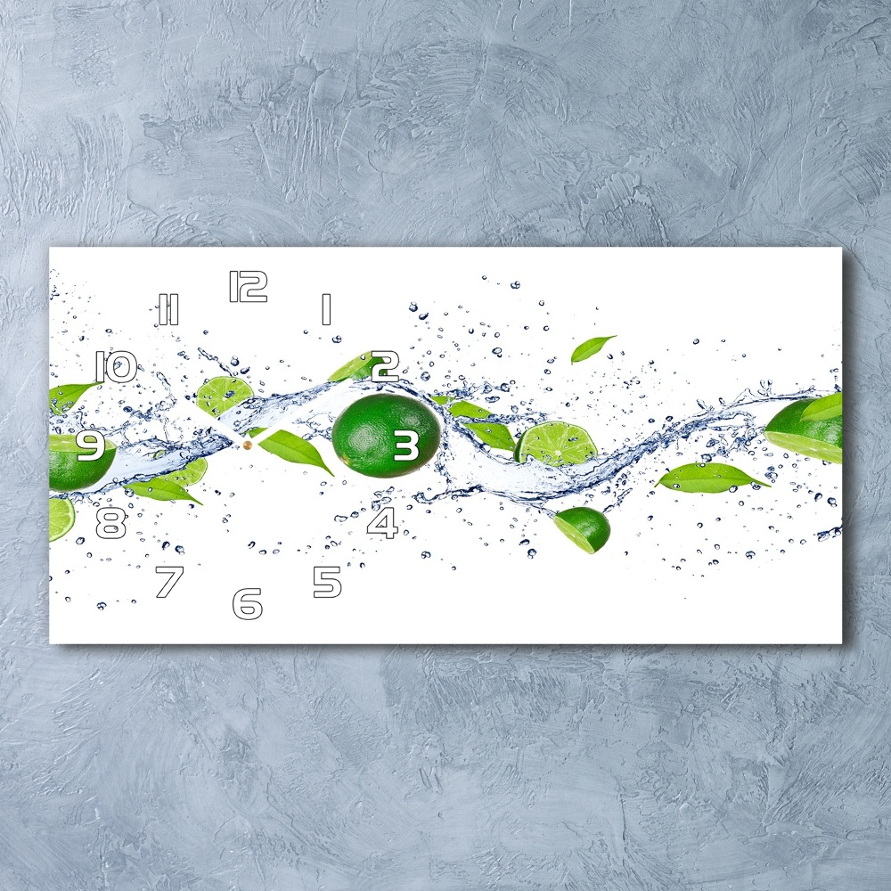 Horizontal wall clock Lime and water