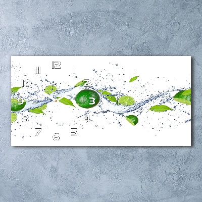 Horizontal wall clock Lime and water