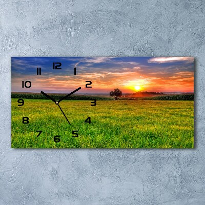 Horizontal wall clock Sunset meadow