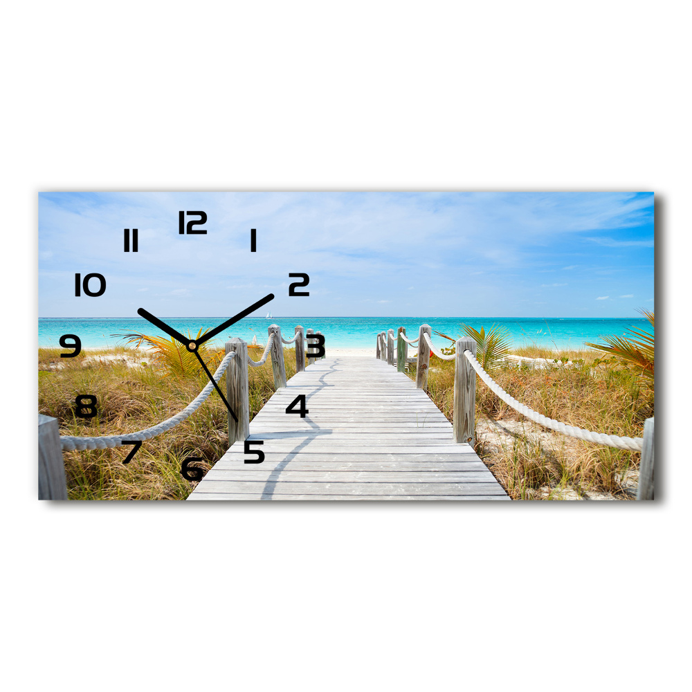 Horizontal wall clock Path at the sea