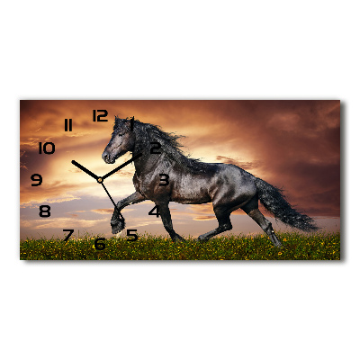 Horizontal wall clock Trotting horse