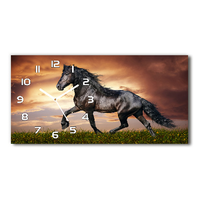 Horizontal wall clock Trotting horse