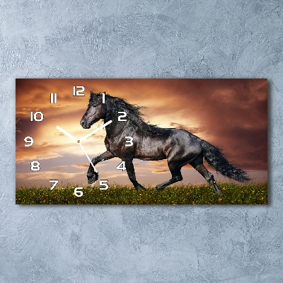 Horizontal wall clock Trotting horse