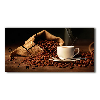 Horizontal rectangular wall clock Coffee in a cup