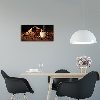 Horizontal rectangular wall clock Coffee in a cup