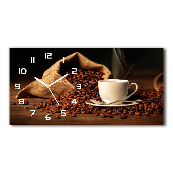 Horizontal rectangular wall clock Coffee in a cup