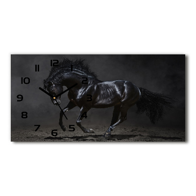 Horizontal rectangular wall clock Black Horse