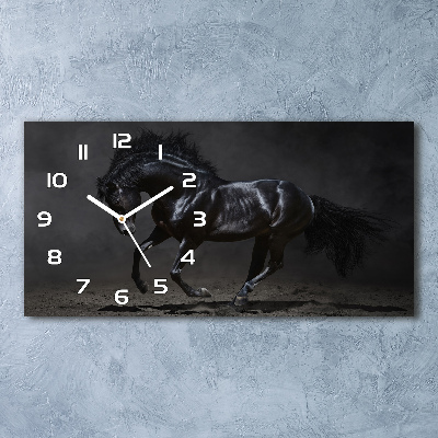 Horizontal rectangular wall clock Black Horse