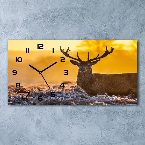 Horizontal wall clock Deer sunrise