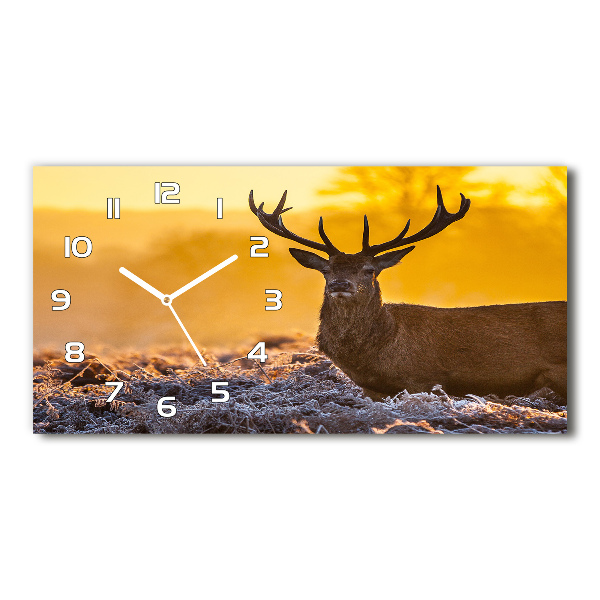 Horizontal wall clock Deer sunrise