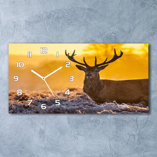 Horizontal wall clock Deer sunrise