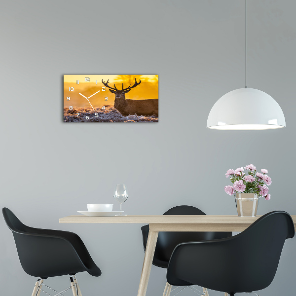 Horizontal wall clock Deer sunrise