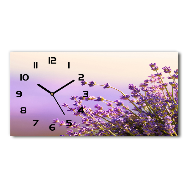 Horizontal rectangular wall clock Lavender