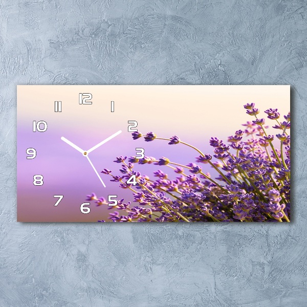 Horizontal rectangular wall clock Lavender